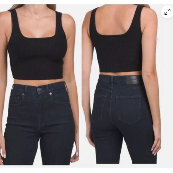 House of Harlow - Sculpt Contour Ribbed Crop Top Black Women's Size Medium - Picture 3 of 8